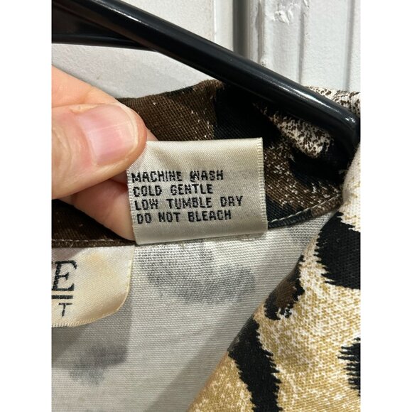 Vintage 90s Selene Sport Leopard Print Button Front Jacket Size 8 - Picture 6 of 8